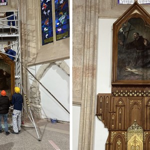 Postavljanje oltarne pale u crkvi sv. Franje na zagrebačkom Kaptolu